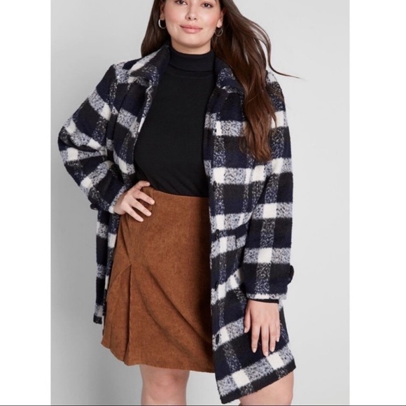 Modcloth Blue Plaid Pea Coat Wool Button Front XS - Picture 2 of 9